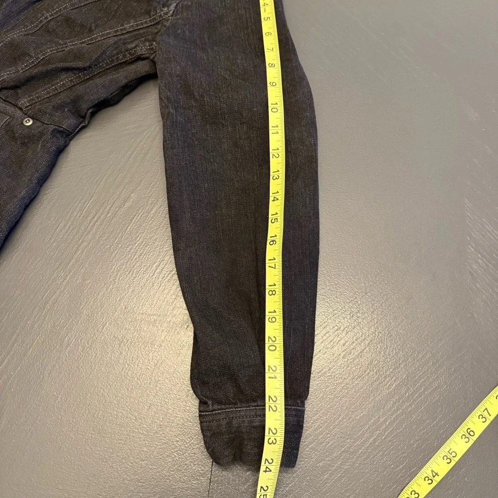 Motto‎ Y2K Denim Blazer Jacket Pleated/Fitted Girly Ruffles VTG  Size Small Blk - Picture 12 of 13